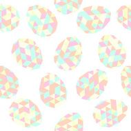 Easter seamless pattern eggs with Low Polygonal Background Seamless