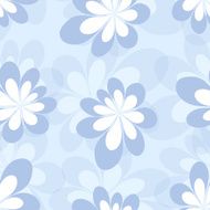 Seamless pattern with decorative flowers on blue background Vec