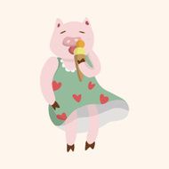 animal pig summer cartoon theme elements N4