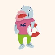 animal fish summer cartoon theme elements N4