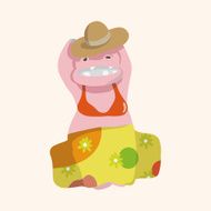 animal hippo summer cartoon theme elements N4
