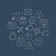 valentine&#039;s day line icon circle set N4