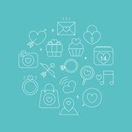 valentine&#039;s day line icon circle set N5