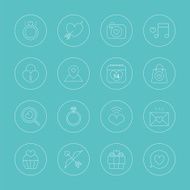 valentine&#039;s day line icon set N2
