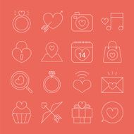 valentine&#039;s day line icon set N4