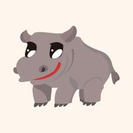 animal hippo cartoon theme elements N18