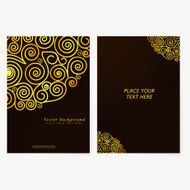 Vintage vector abstract flyer with golden curls N2