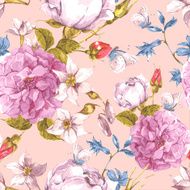 Floral Seamless Vintage Background with Roses