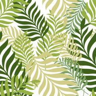 Green palm tree leaves Vector seamless pattern Nature organic background