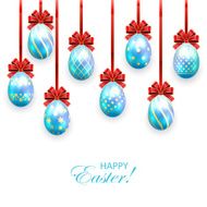 Blue Easter eggs with bow