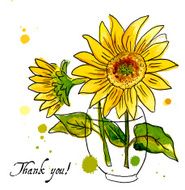 The composition of yellow sunflower painted in watercolor N2