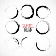 Set of vector grunge circle brush strokes