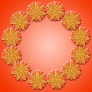 frame from brown flowers on red background