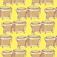 Sketch bongos musical instrument in vintage style