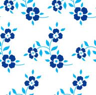 Seamless floral pattern Blue flowers leaves foliage