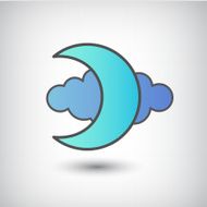 vector moon and cloud icon isolated N2