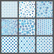 Set of blue seamless patterns