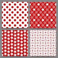 Set of red seamless patterns