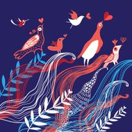 Natural background with birds in love N2