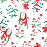 Exotic flowers watercolor seamless vector print