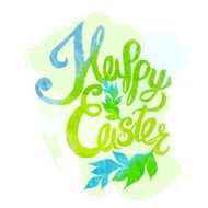 Happy easter watercolor painted colored stylized handwritten gre N2