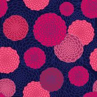 Round flowers seamless pattern