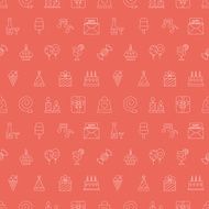 Birthday line icon pattern set N2