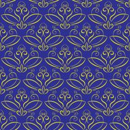 seamless background with ornament Yellow on blue