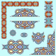 set of paisley floral design elements for page decoration N2