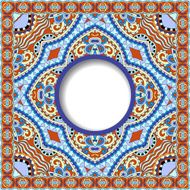 floral round pattern in ukrainian oriental ethnic style N5