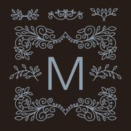 set of floral line design elements N4