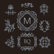 set of floral line design elements N5