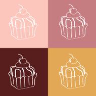 Cupcakes Seamless linear pattern N3