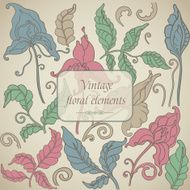 Vector set of Vintage floral elements