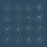 Birthday line icon set N2