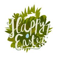 happy easter cartoon grass label vector illustration