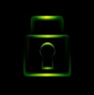 Green glowing lock symbol icon