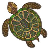 Decorative ornamental turtle with sign colorful ethnic pattern
