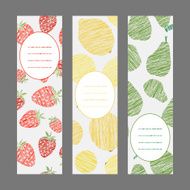 Set of Vertical Fruit Banners Healthy lifestyle Cards Series Illustration