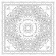 coloring book square page for adults - ethnic floral carpet