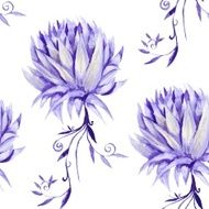 Watercolor Pattern with Purple Flowers