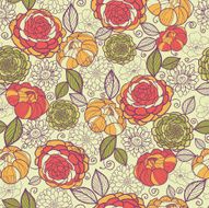Red Green And Yellow Flowers Seamless Pattern
