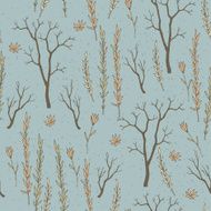 seamless texture with twigs and flowers
