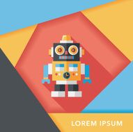 vintage robot flat icon with long shadow eps 10 N28