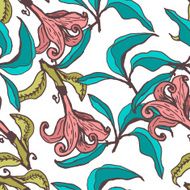 Vector seamless floral pattern with lily flowers N3