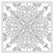 coloring book square page for adults - ethnic floral carpet N11
