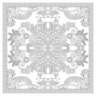 coloring book square page for adults - ethnic floral carpet N12