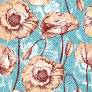 Vintage seamless poppy pattern