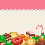 Seamless pattern colorful sticker candy sweets and cakes