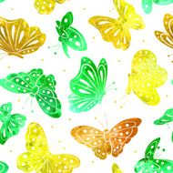 Watercolor Vintage butterfly seamless pattern